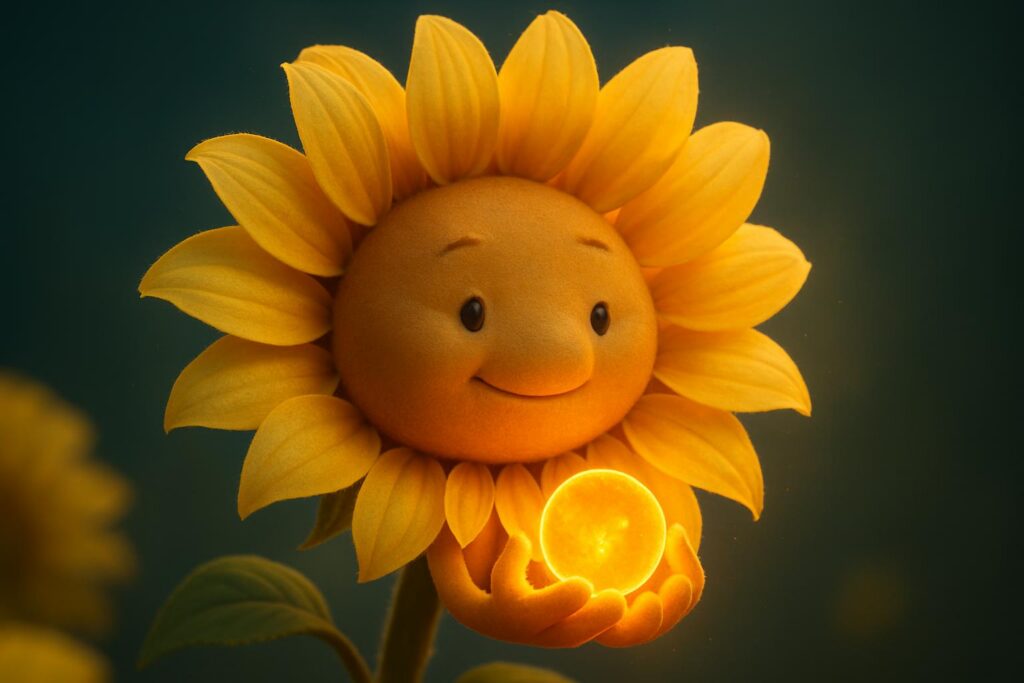 sunflower holding a mini sun - Пример 1