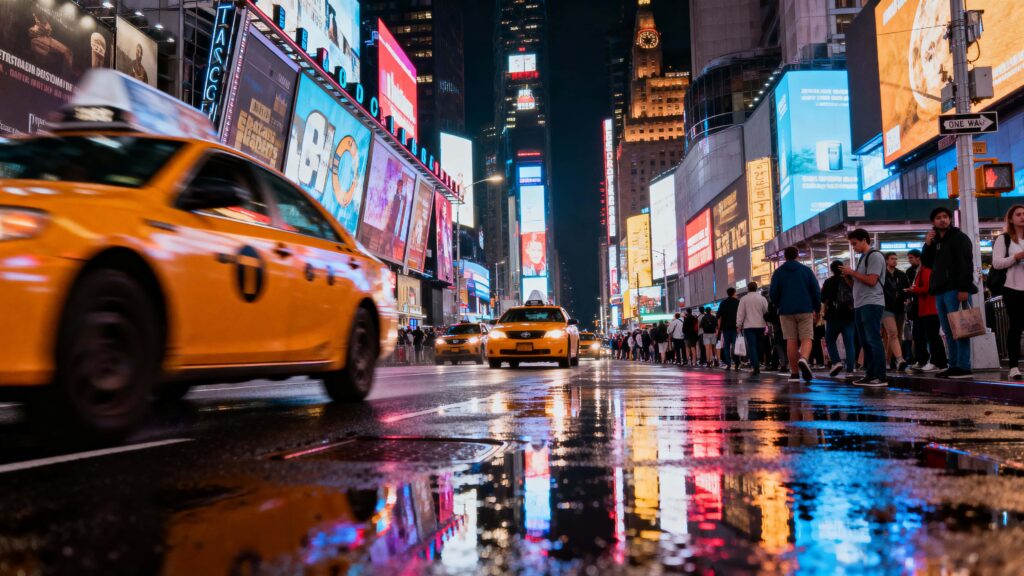 Times Square nighttime neon cityscape - Пример 1