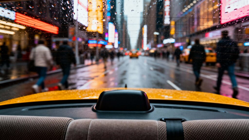 Times Square taxi interior view - Пример 1