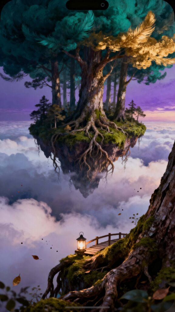 Upside-down floating forest in sky - Пример 1