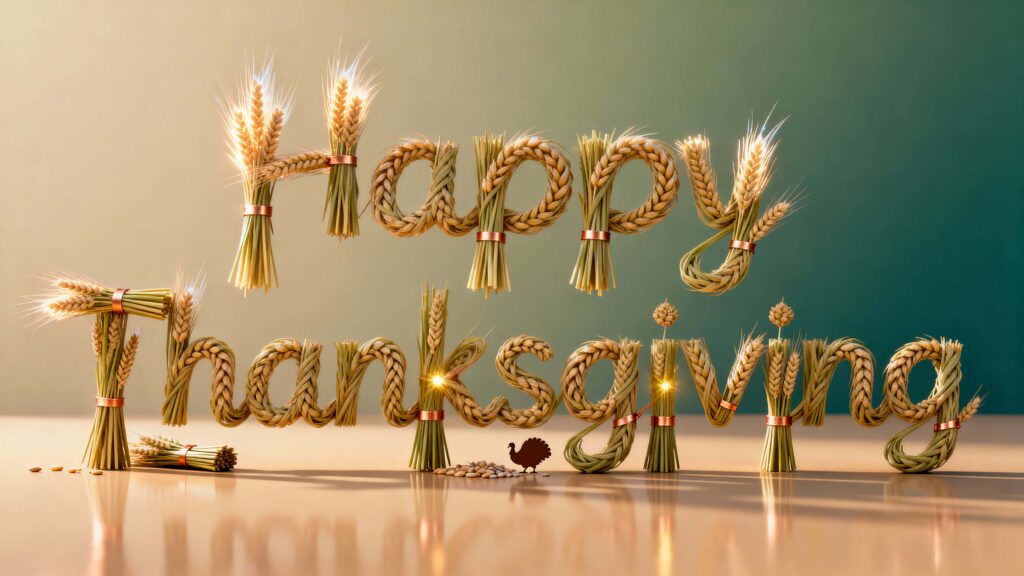 Wheat-Stalk Thanksgiving Lettering Cinematic Scene - Пример 1