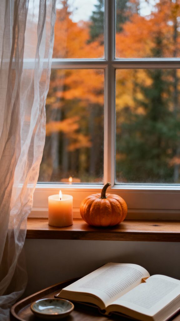 Windowsill still life with autumn view - Пример 1