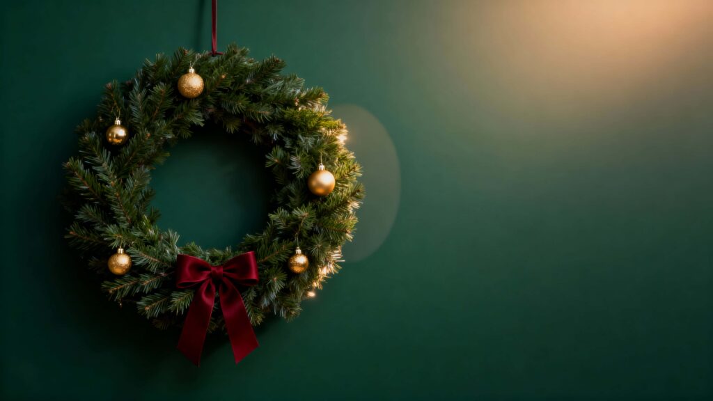 Wreath on minimalist Christmas background - Пример 1