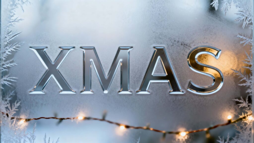 XMAS letters carved in frosted glass closeup - Пример 1