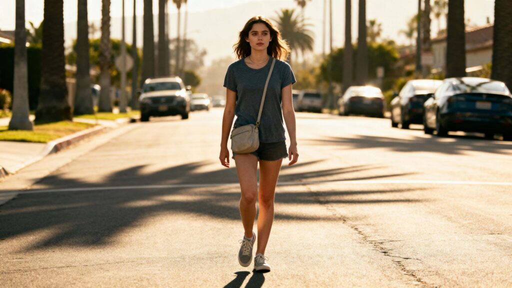 Young woman walking LA street - Пример 1