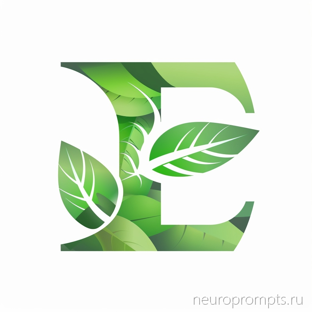 Эко логотип: буква E с интегрированным листом в зелёном градиенте - Пример 2