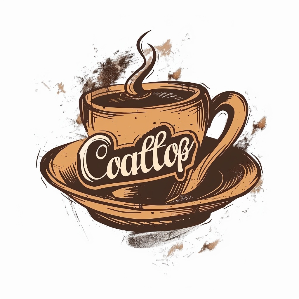 Логотип винтажной кофейни для Midjourney | Ретро-стиль, нарисованный от руки - Пример 2