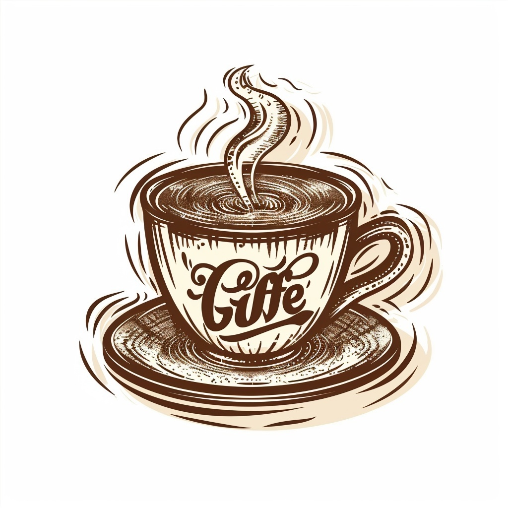 Логотип винтажной кофейни для Midjourney | Ретро-стиль, нарисованный от руки - Пример 3