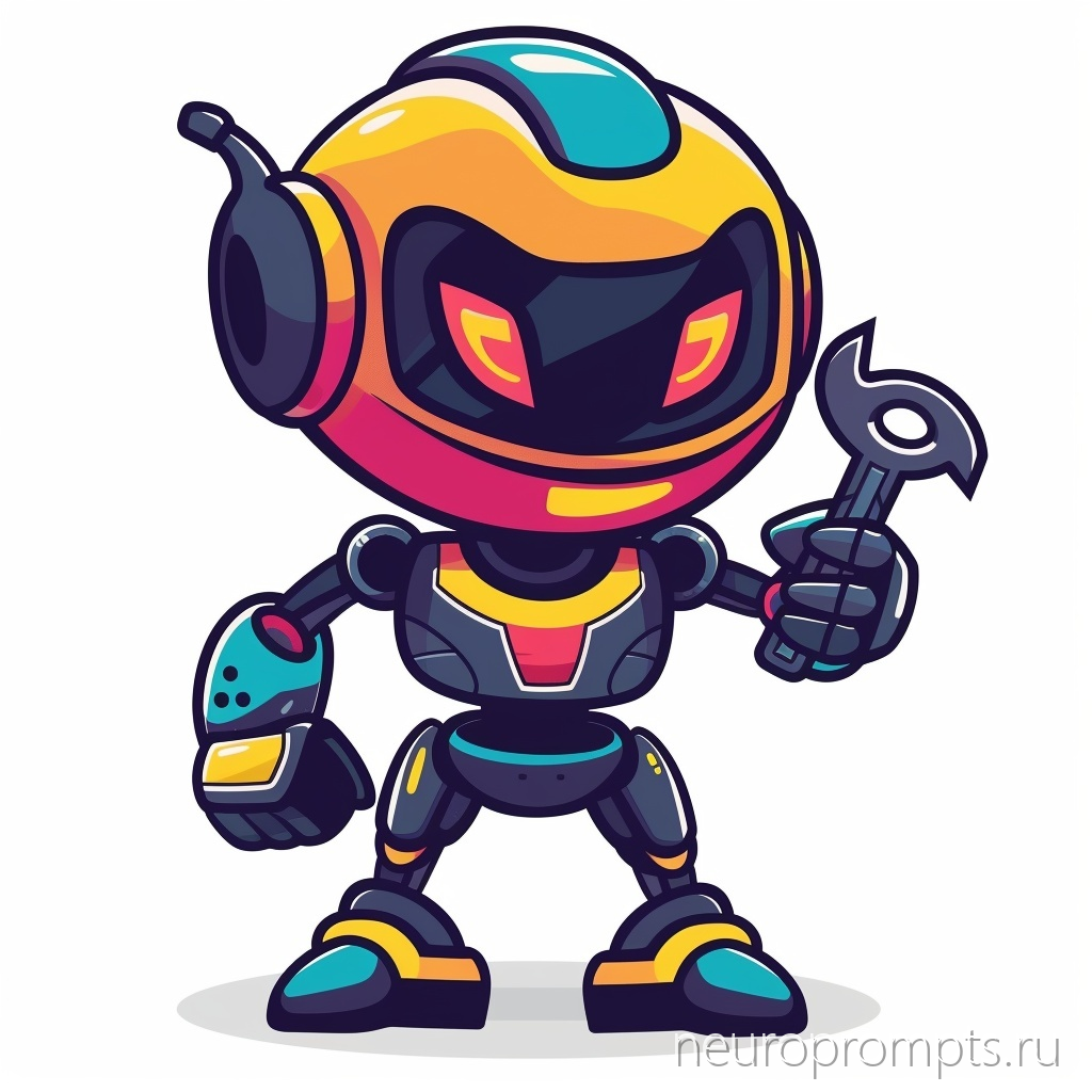 Логотип маскот: дружелюбный робот с гаечным ключом в киберспортивном стиле - Пример 1