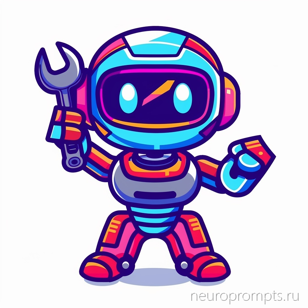 Логотип маскот: дружелюбный робот с гаечным ключом в киберспортивном стиле - Пример 3