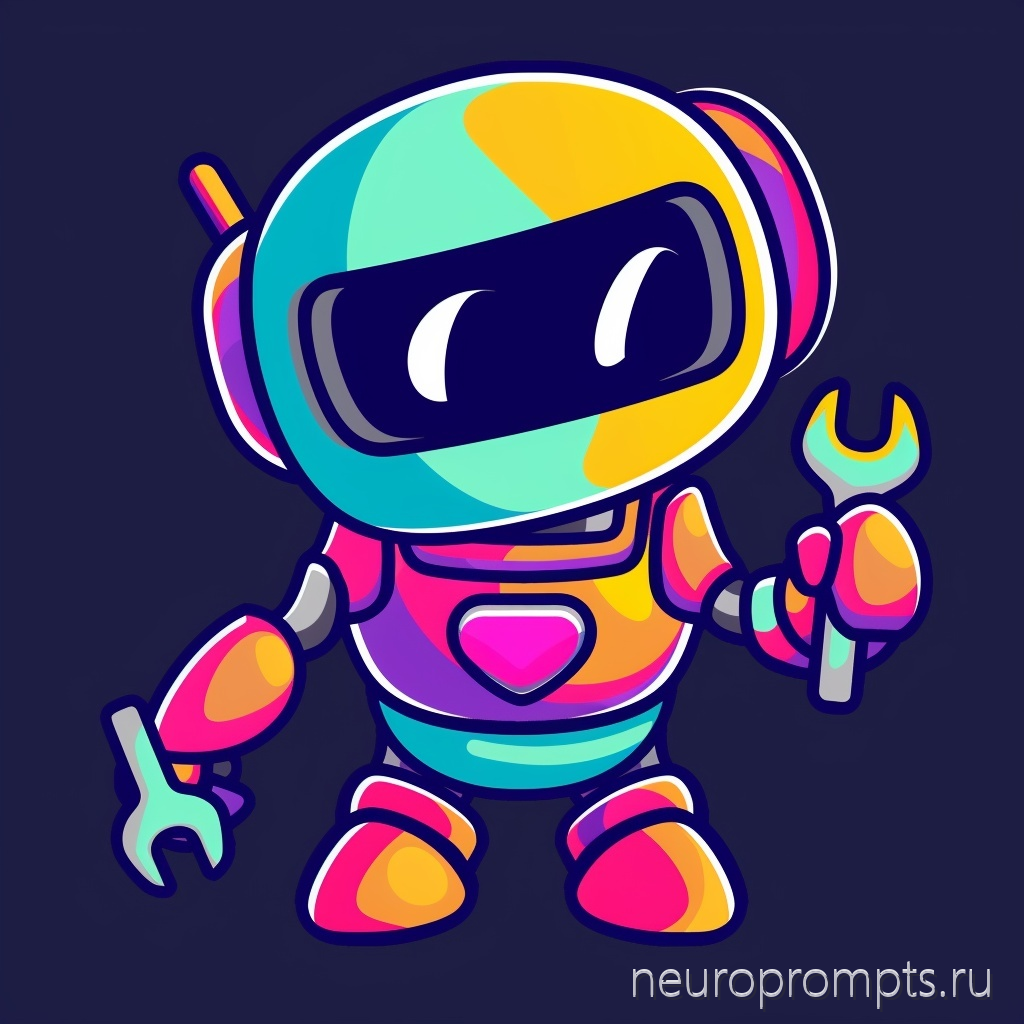 Логотип маскот: дружелюбный робот с гаечным ключом в киберспортивном стиле - Пример 2