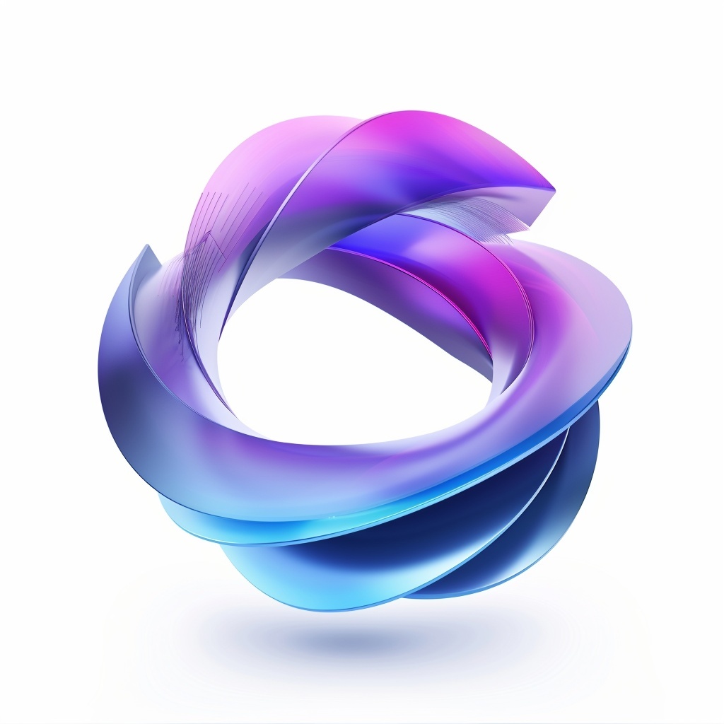 3D глянцевый логотип с абстрактной лентой в фиолетово-синем градиенте - Пример 3
