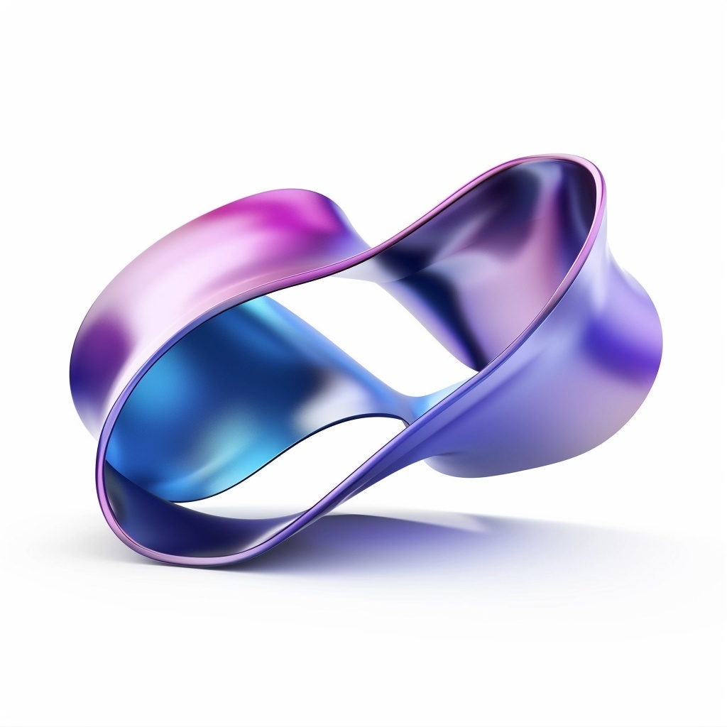 3D глянцевый логотип с абстрактной лентой в фиолетово-синем градиенте - Пример 4