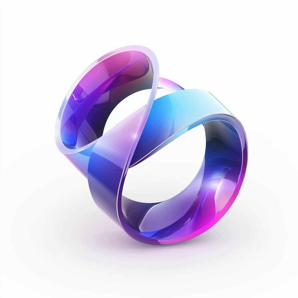 3D глянцевый логотип с абстрактной лентой в фиолетово-синем градиенте - Пример 2