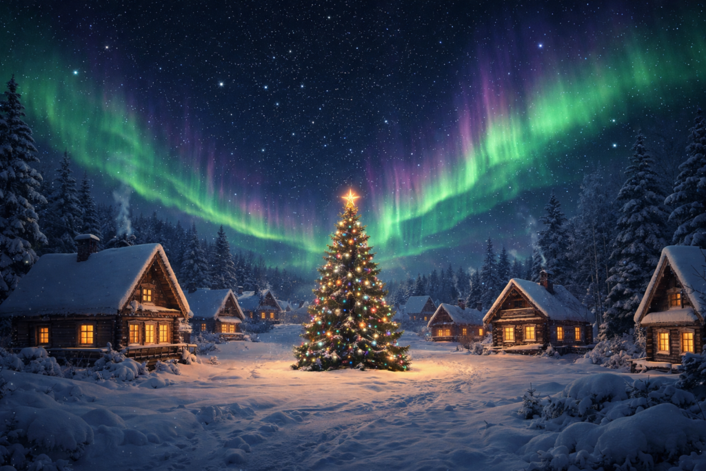 Зимняя ночь в русской деревне