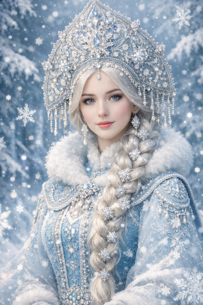 Волшебный образ Снегурочки в серебряном кокошнике - Пример 1