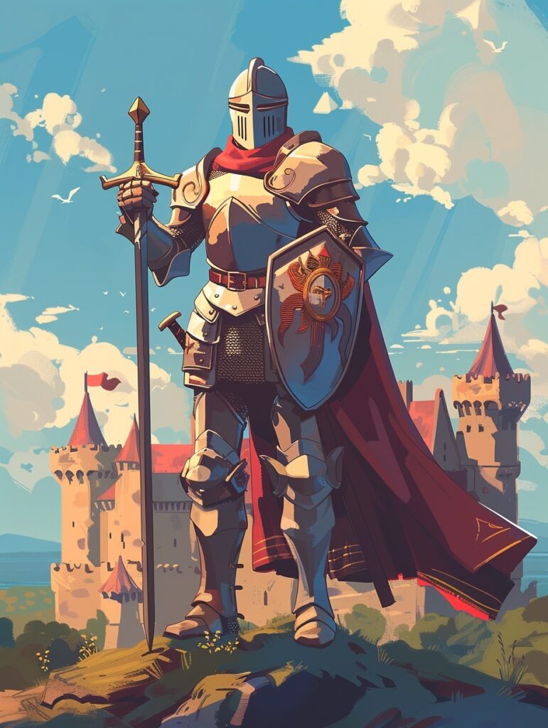 Доблестный рыцарь у замка - Пример 4