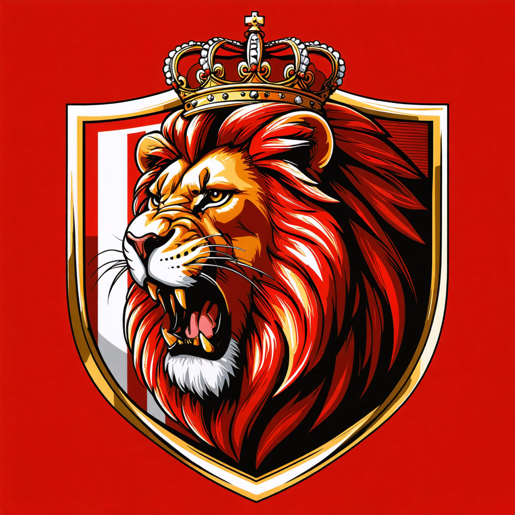 Промт для создания эмблемы спортивной команды с агрессивным львом - Пример 1
