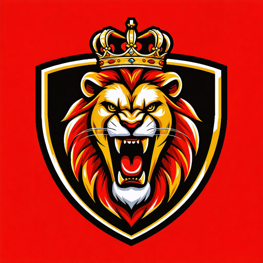 Промт для создания эмблемы спортивной команды с агрессивным львом - Пример 4