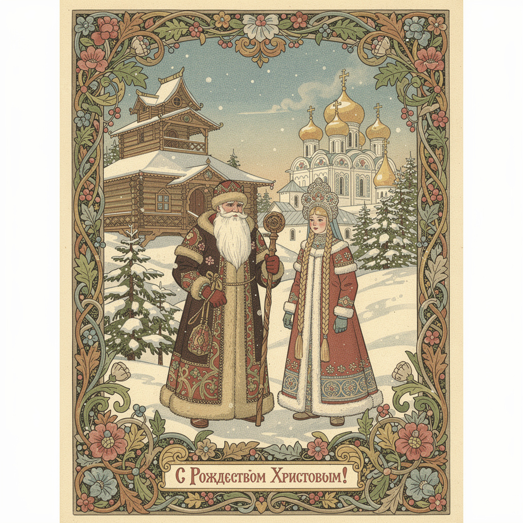 Рождественская открытка в стиле Билибина - Пример 1