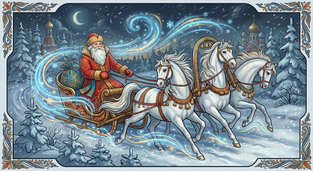 Дед Мороз на сказочной тройке коней - Пример 1