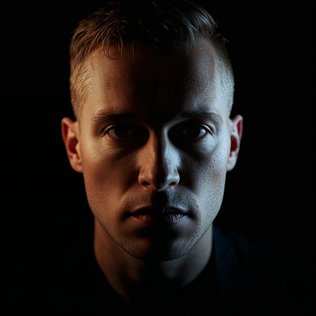 Художественный портрет музыканта с разделённым светом - Пример 1