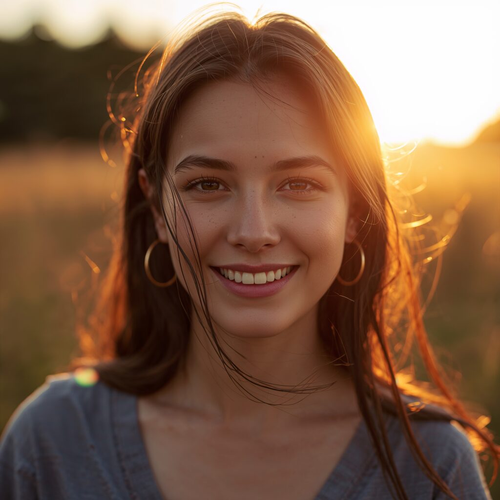 Портрет девушки в лучах золотого часа - Пример 1