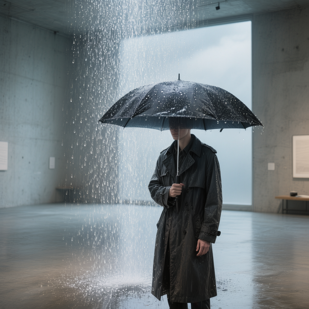 Концептуальное арт-фото: дождь под зонтом в помещении - Пример 2