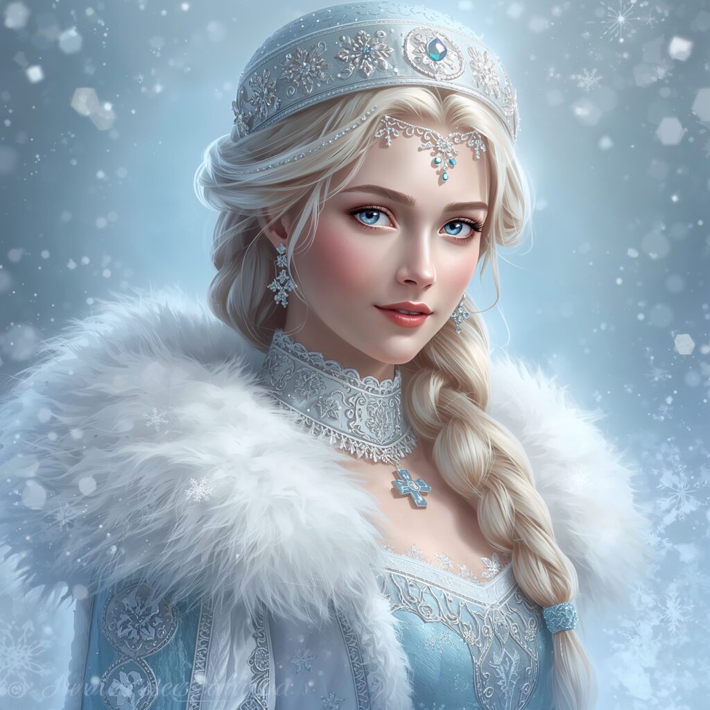 Снегурочка — фэнтези-портрет русской Снежной Девы в традиционном костюме