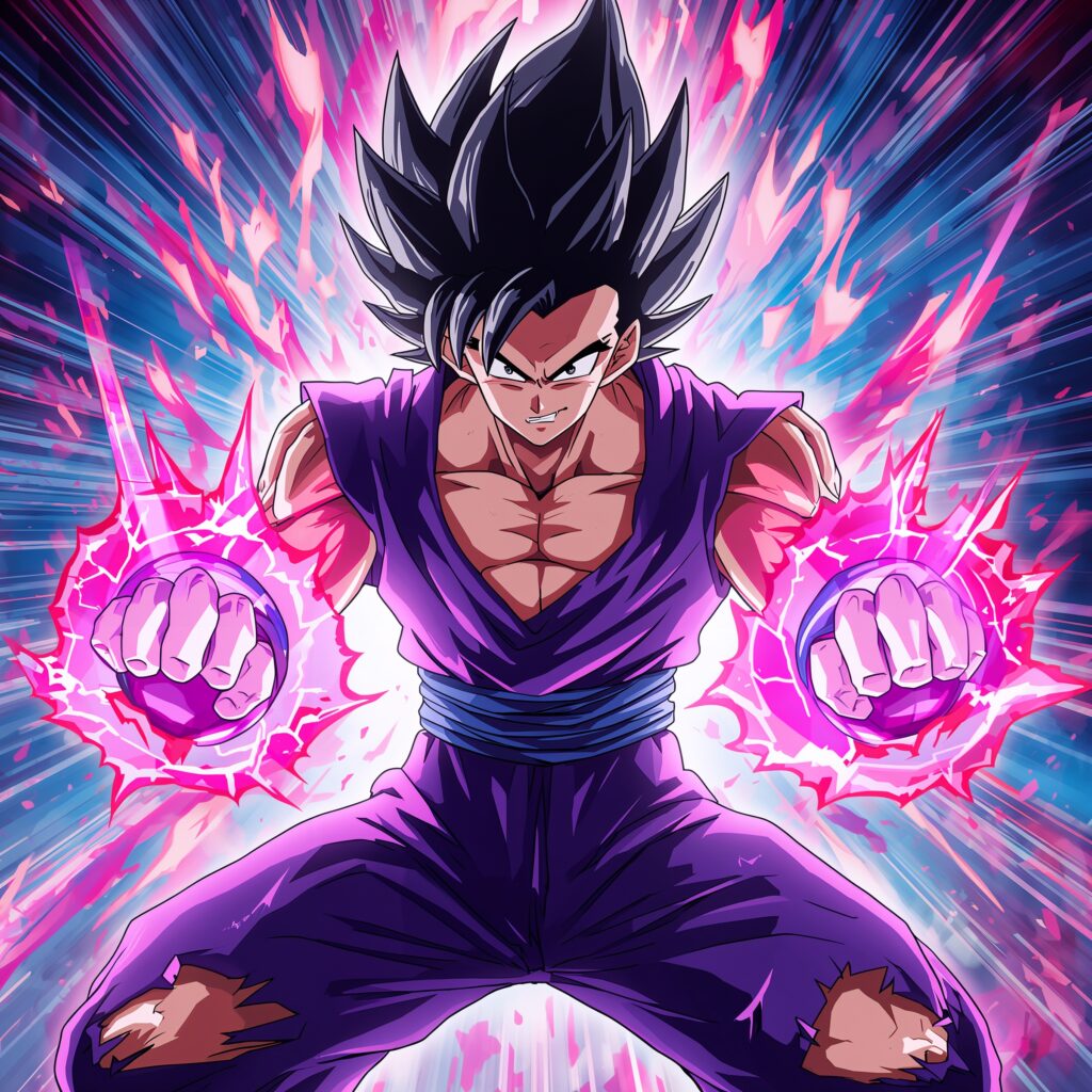 Герой сёнен-аниме в боевой стойке - Пример 1