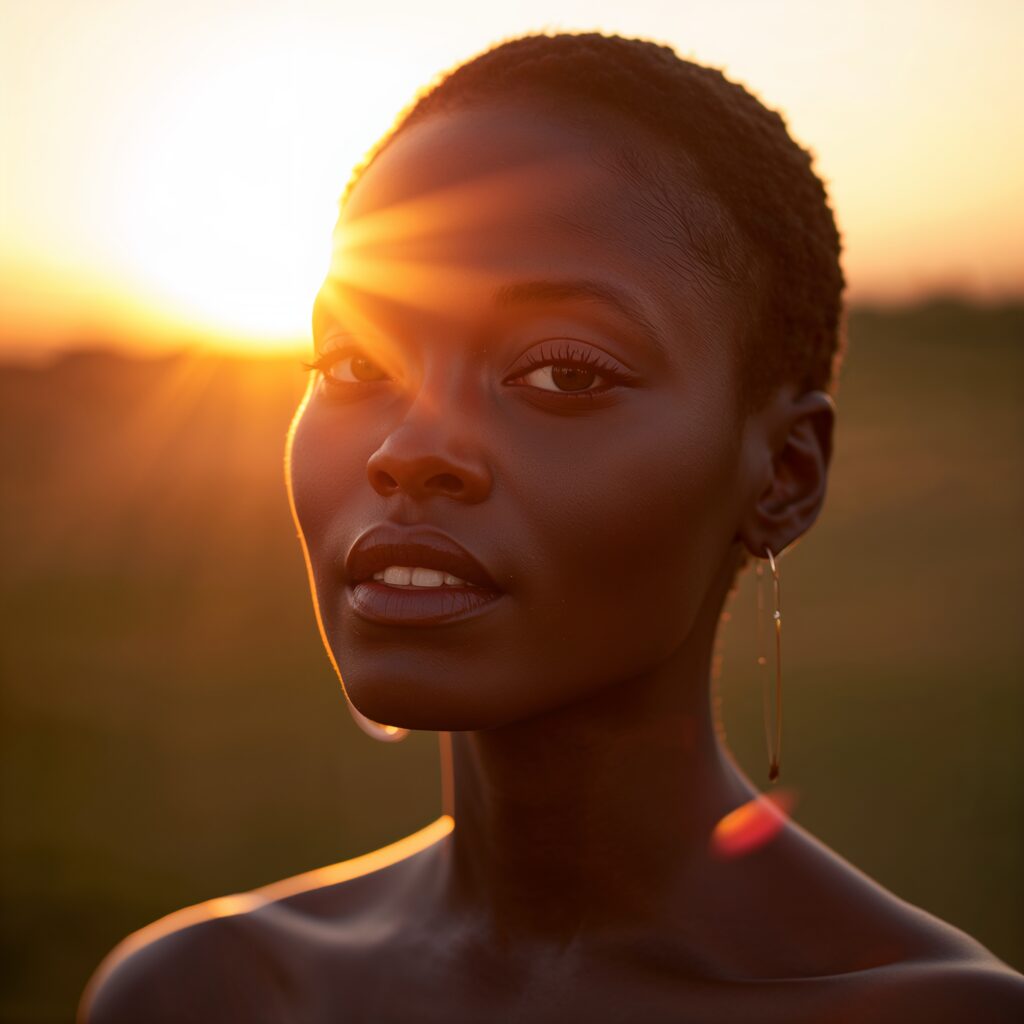 Портрет темнокожей женщины на закате - Пример 1