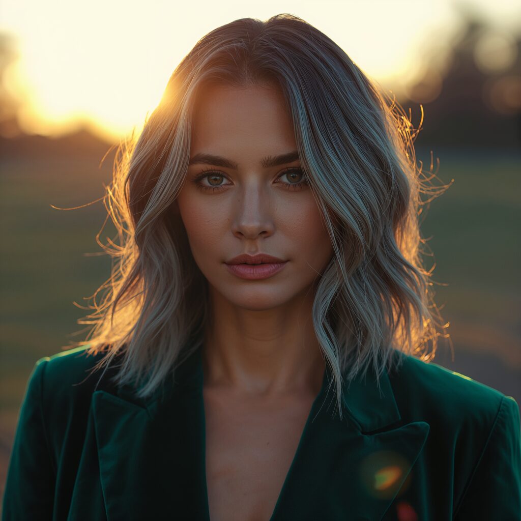 Кинематографичный портрет женщины в бархатном пиджаке