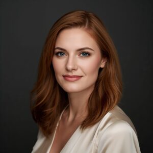 Фотореалистичный студийный портрет 30‑летней женщины с рыжими волосами в стиле Rembrand