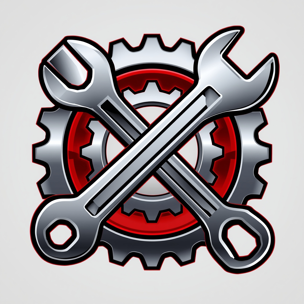 Промт для создания профессионального логотипа автосервиса с ключом и шестерней - Пример 2