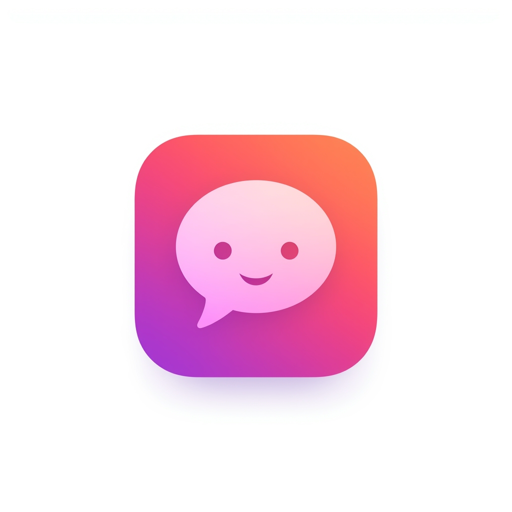 Промт для создания яркой иконки мобильного приложения-мессенджера - Пример 1