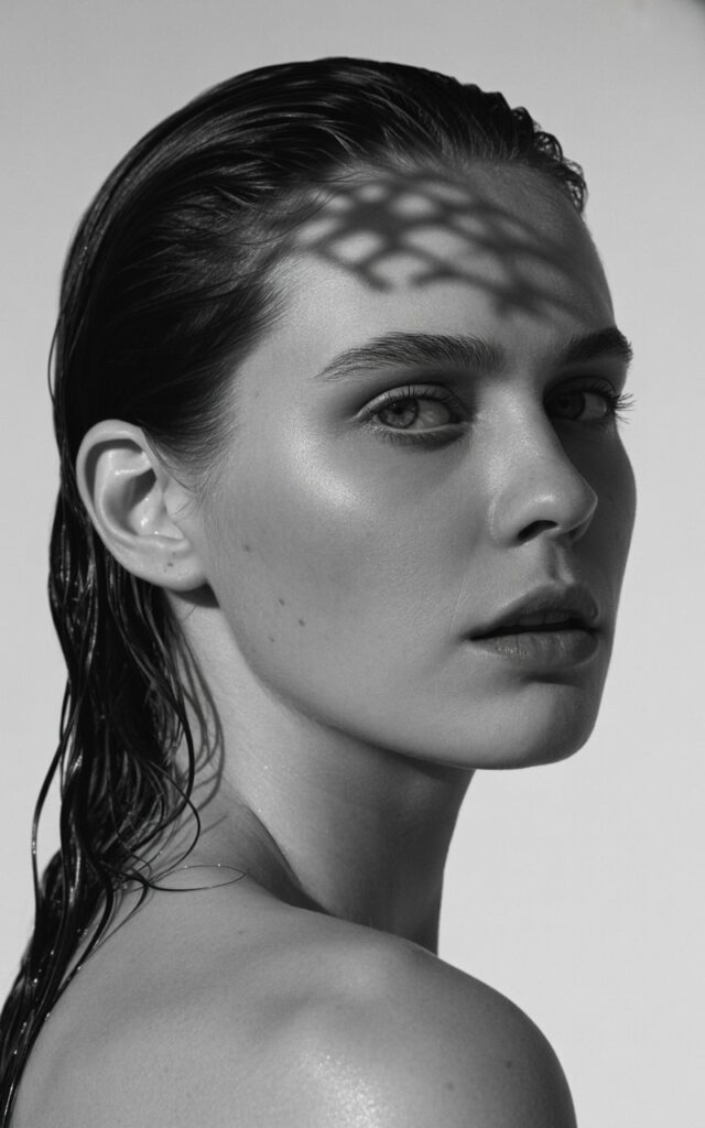 Монохромный арт-портрет с графичными тенями - Пример 1